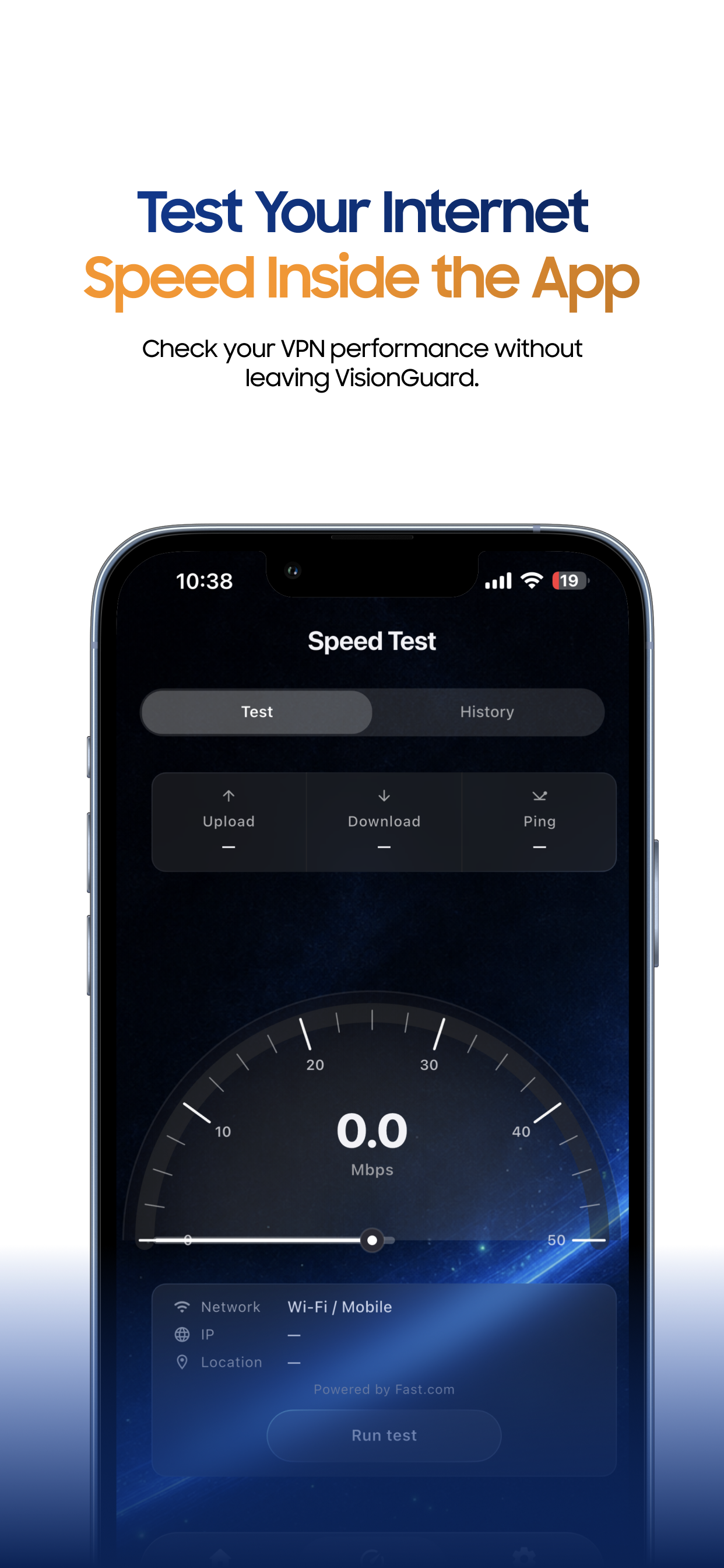 VisionGuard built-in internet speed test